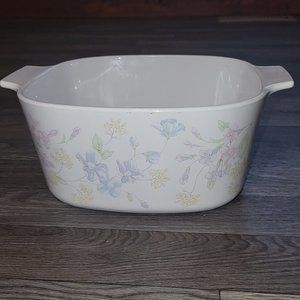 Vintage Corning Ware Pastel Bouquet 3 Liter Casserole Retired Pattern